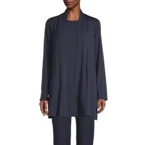EUC Eileen Fisher Elegant Indigo Long Sleeve Open Cardigan Sweater Size S